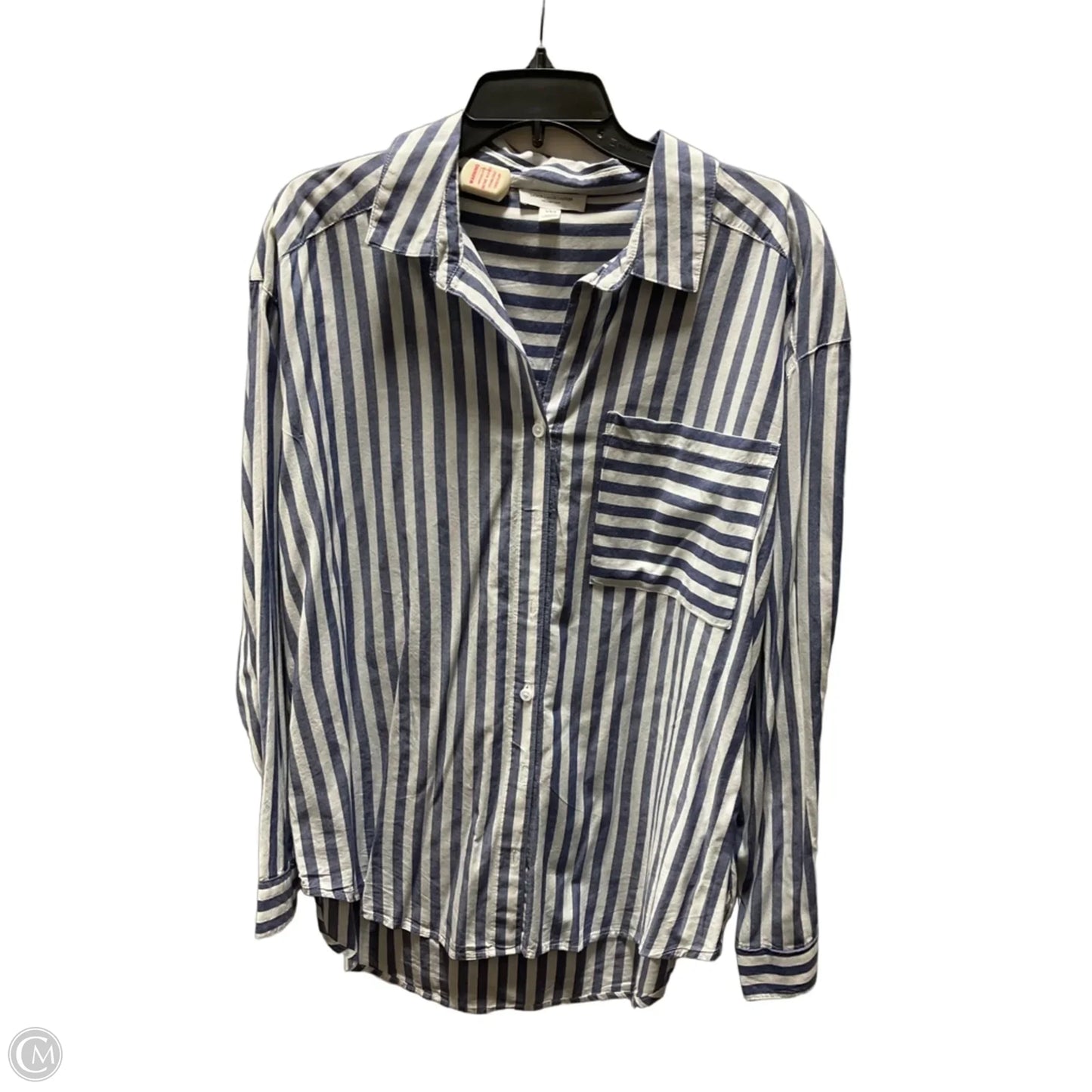 Blouse Long Sleeve By Beachlunchlounge In Striped Pattern, Size: L