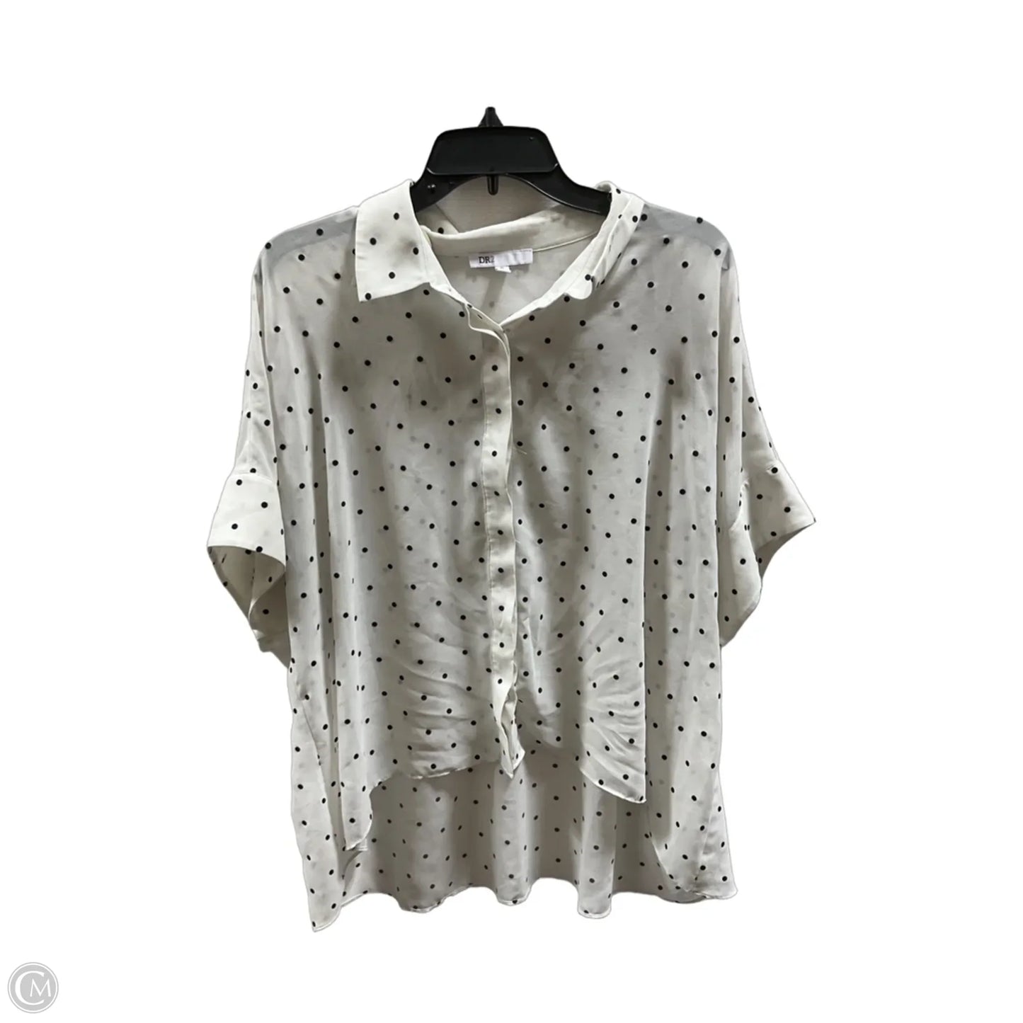 Blouse Short Sleeve By Dr2 In Polkadot Pattern, Size: Xl