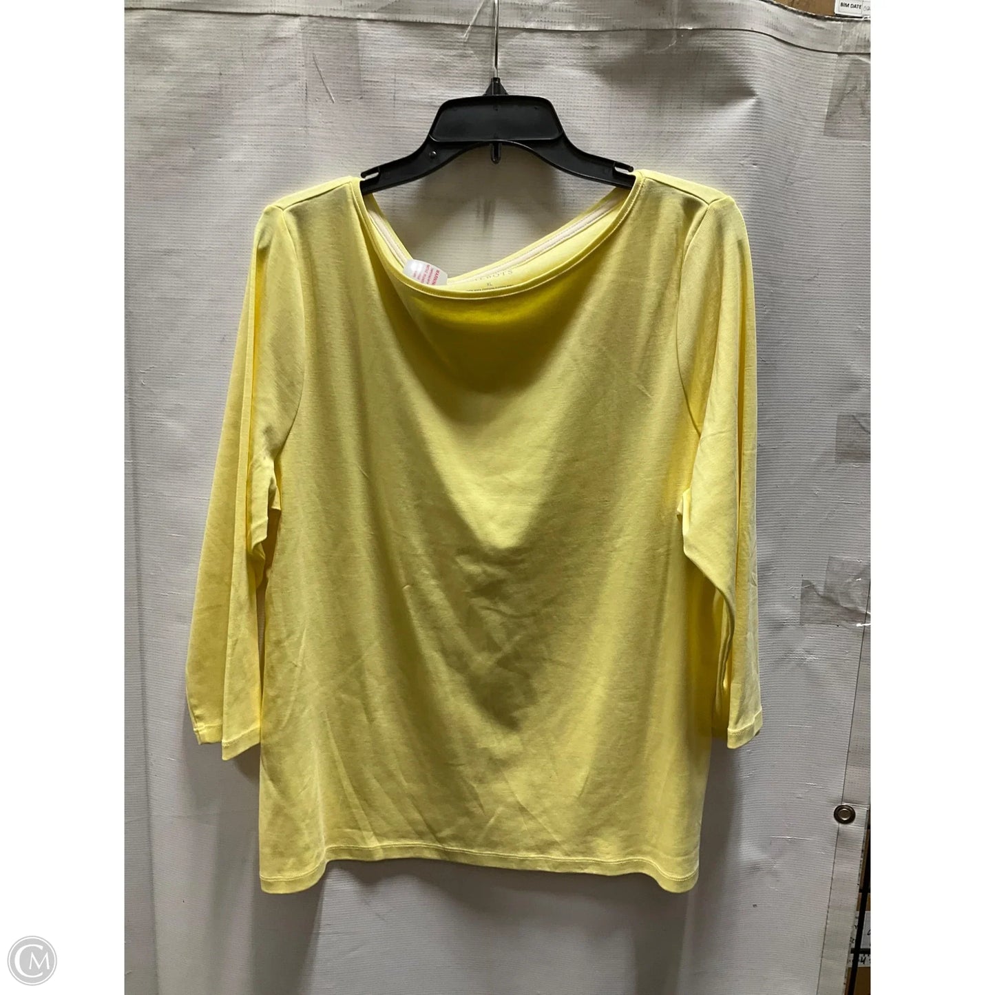 Top 3/4 Sleeve Basic By Talbots In Yellow, Size: Xl
