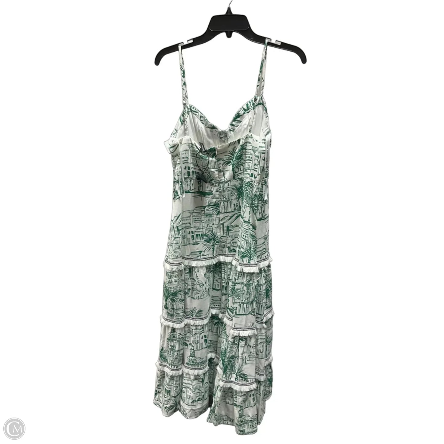 Dress Casual Midi By Aqua In Green & White, Size: S