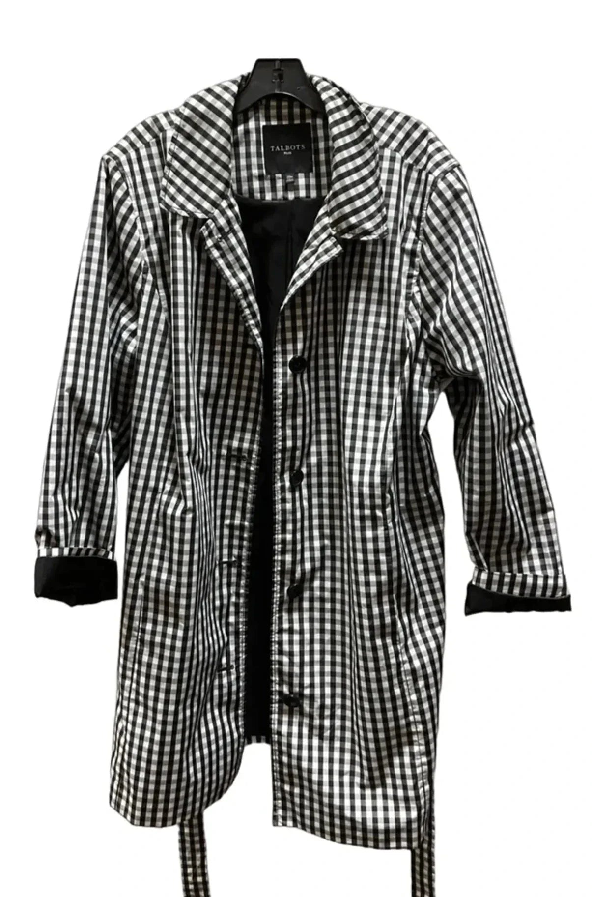 Coat Trench Coat By Talbots In Checkered Pattern, Size: 3x