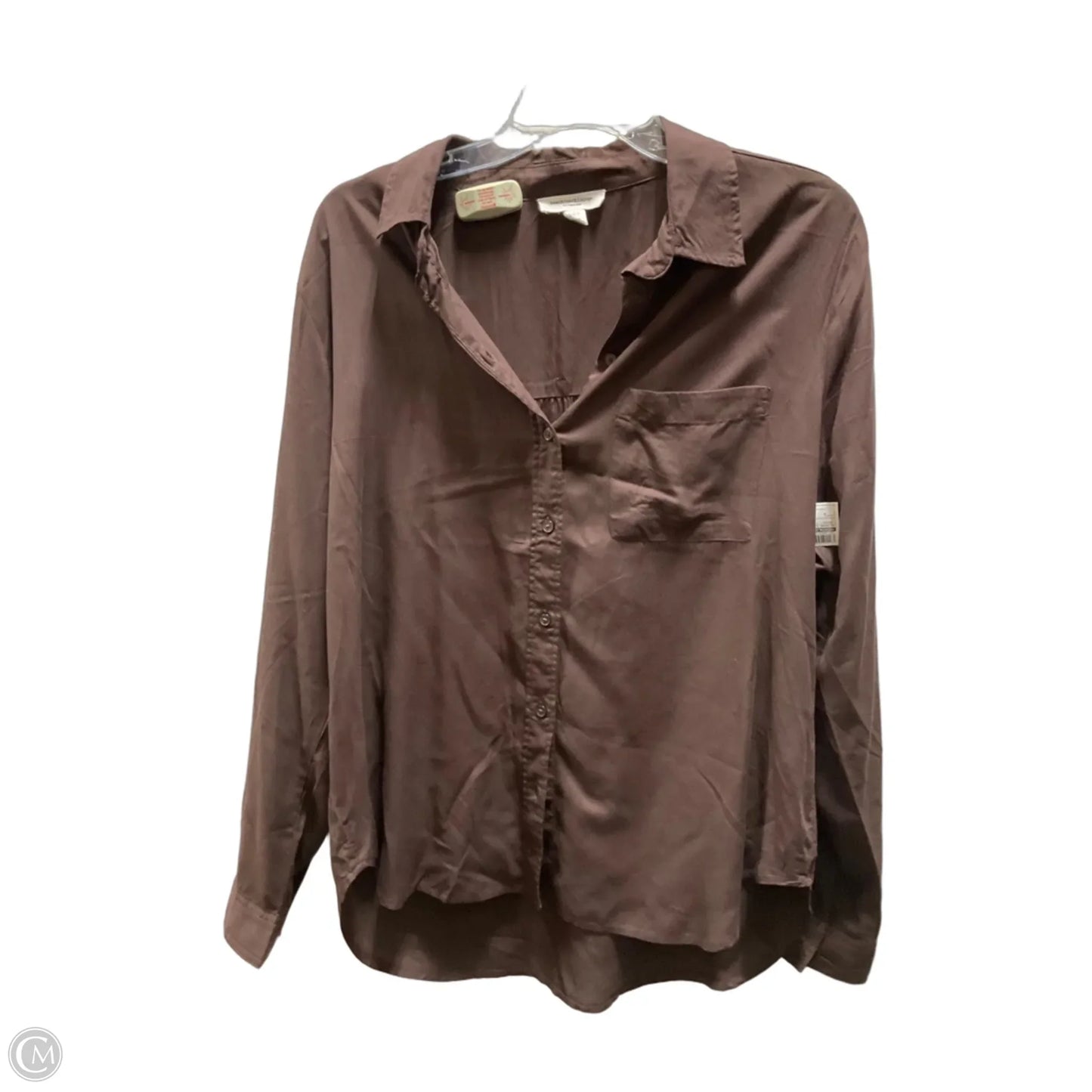Blouse Long Sleeve By Beachlunchlounge In Brown, Size: L