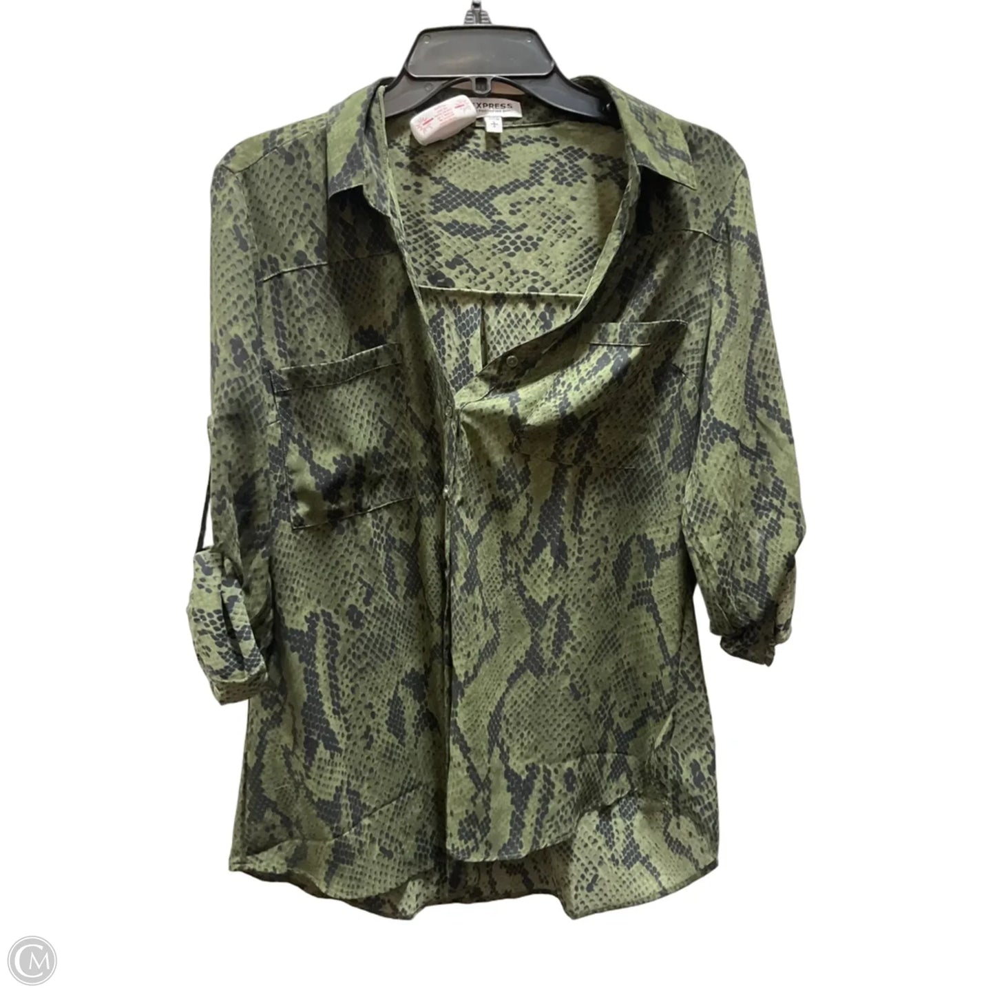 Blouse Long Sleeve By Express In Snakeskin Print, Size: L