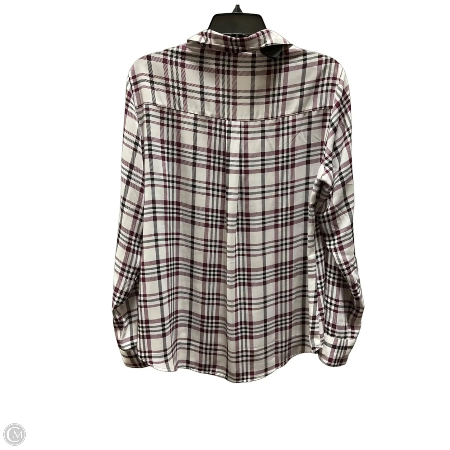 Blouse Long Sleeve By Express In Plaid Pattern, Size: L