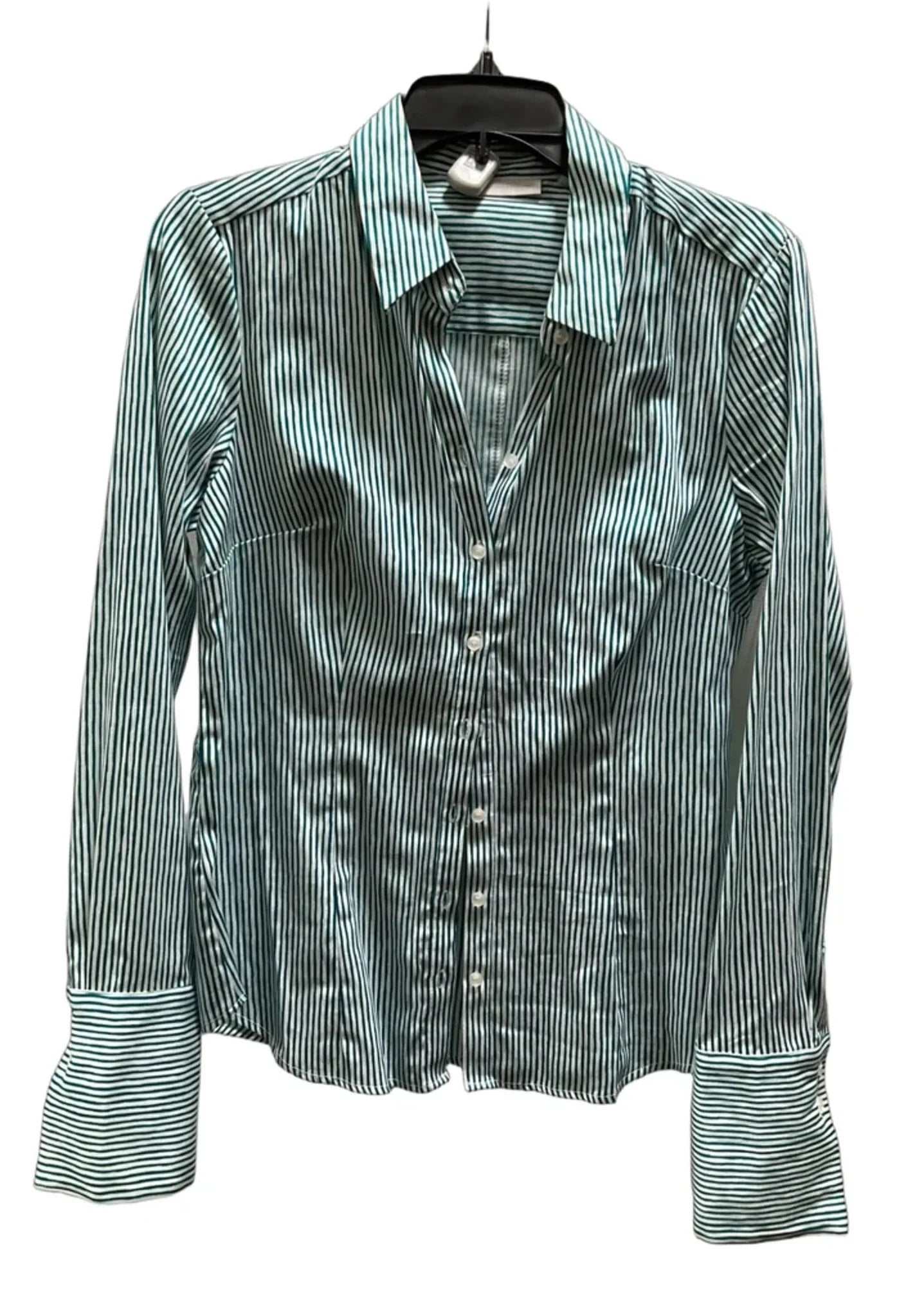 Blouse Long Sleeve By New York And Co In Striped Pattern, Size: M