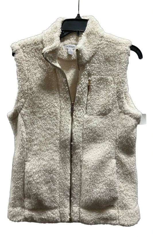Vest Faux Fur & Sherpa By Calvin Klein In White, Size: S