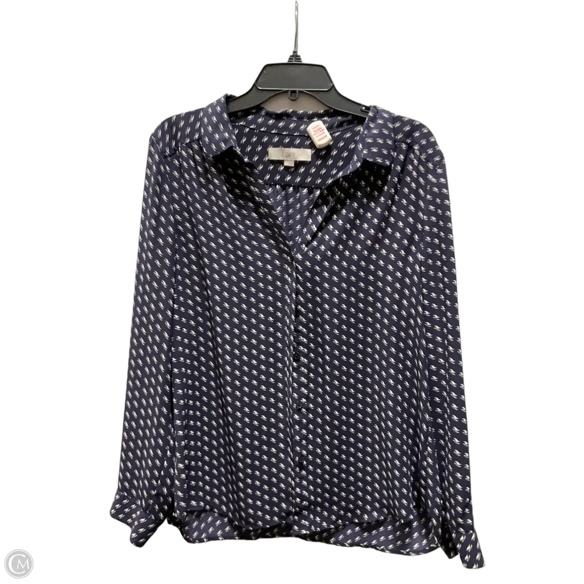 Blouse Long Sleeve By Loft In Navy, Size: L