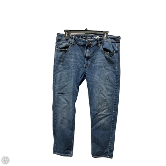 Jeans Wide Leg By Calvin Klein In Blue Denim, Size: 12