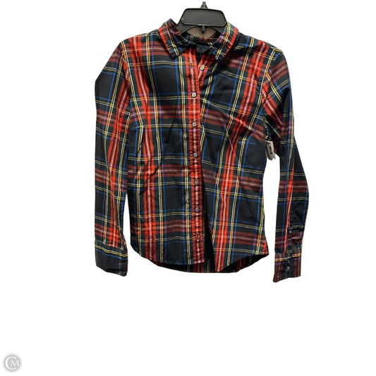 Blouse Long Sleeve By J. Crew In Plaid Pattern, Size: M