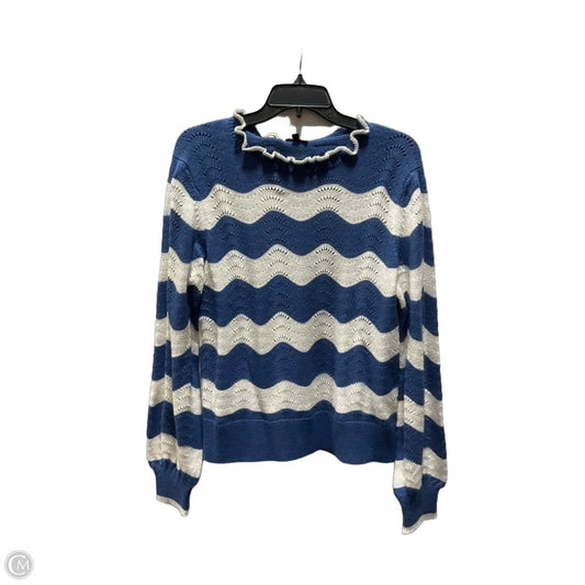 Sweater By Talbots In Blue & Cream, Size: L