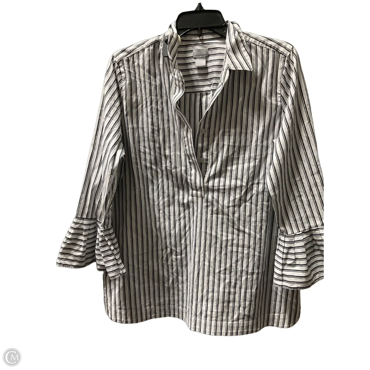 Blouse 3/4 Sleeve By Chicos In Striped Pattern, Size: M