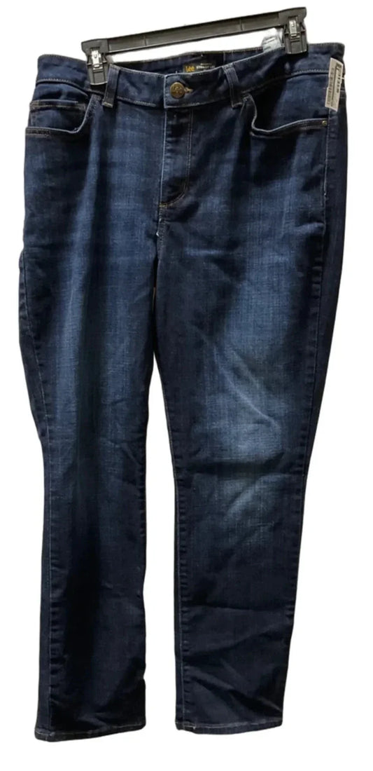 Jeans Straight By Lee In Blue Denim, Size: 16