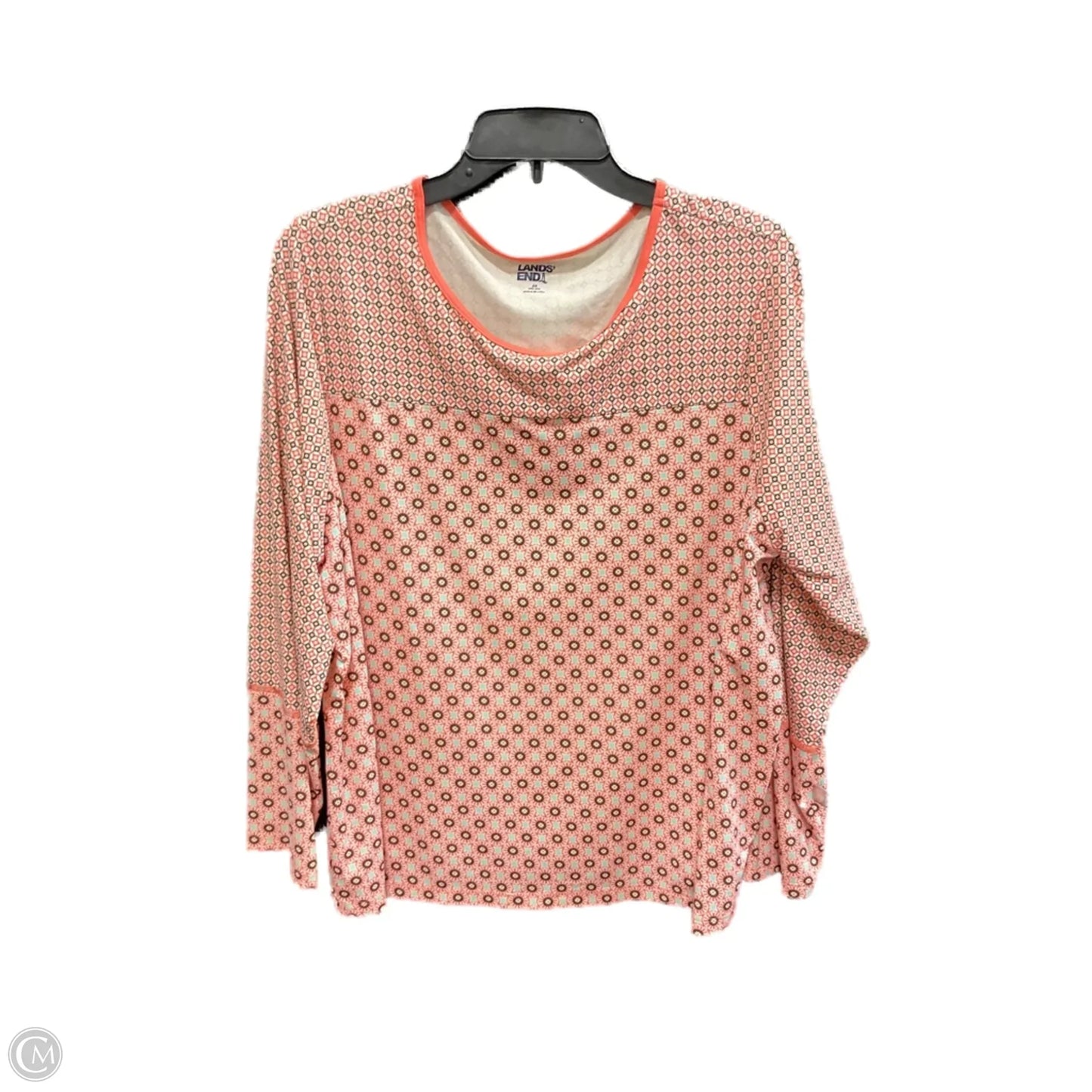 Top Long Sleeve By Lands End In Geometric Pattern, Size: 2x