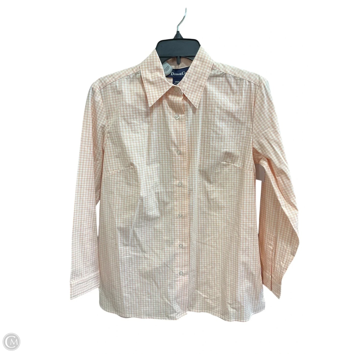 Blouse Long Sleeve By Denim And Co Qvc In Plaid Pattern, Size: S