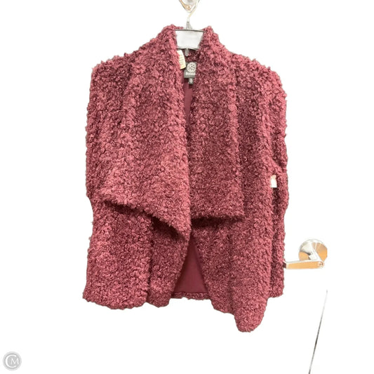 Jacket Faux Fur & Sherpa By Bobeau In Maroon, Size: S
