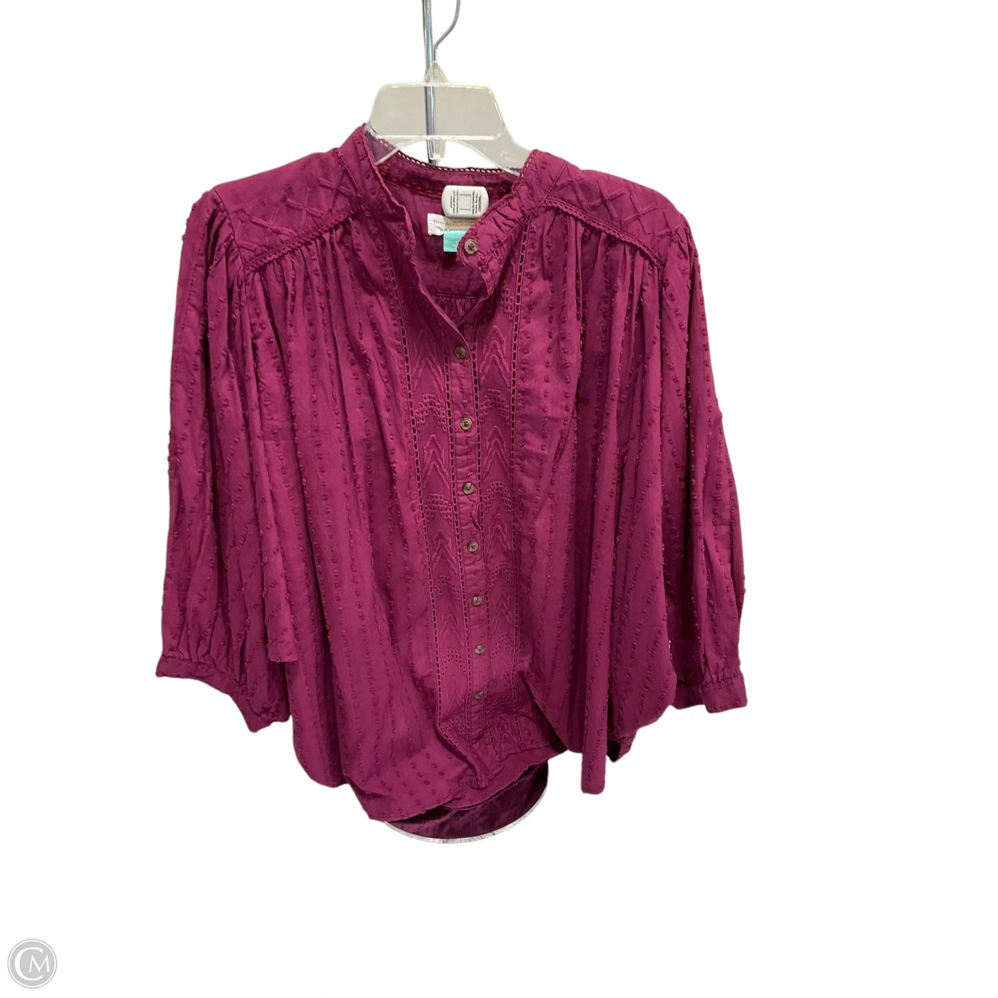 Top Long Sleeve By Pilcro In Maroon, Size: 1x