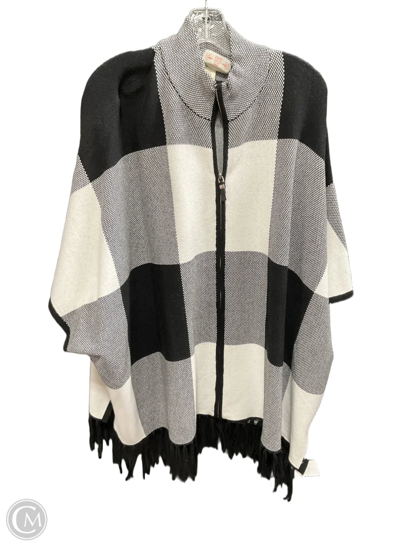 Poncho By Christian Siriano In Black & White, Size: 1x