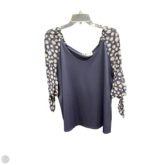 Top 3/4 Sleeve By Cato In Navy, Size: 18