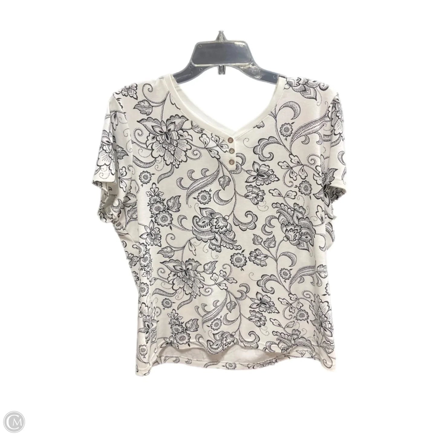 Top Short Sleeve By Karen Scott In White, Size: Xl