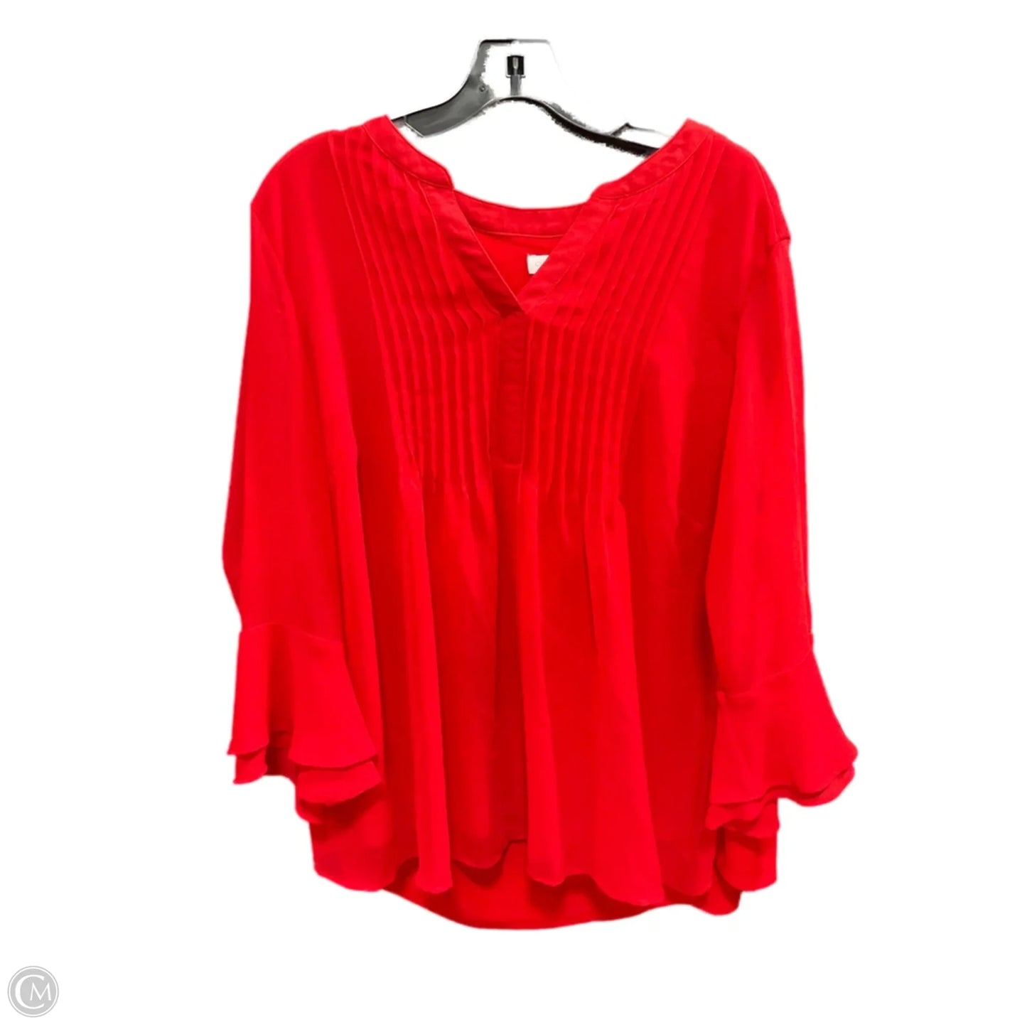 Top Long Sleeve By Charter Club In Red, Size: 3x