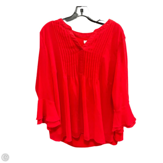 Top Long Sleeve By Charter Club In Red, Size: 3x