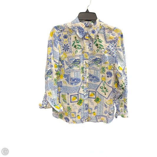 Blouse Long Sleeve By J. Crew In Blue & Yellow, Size: S