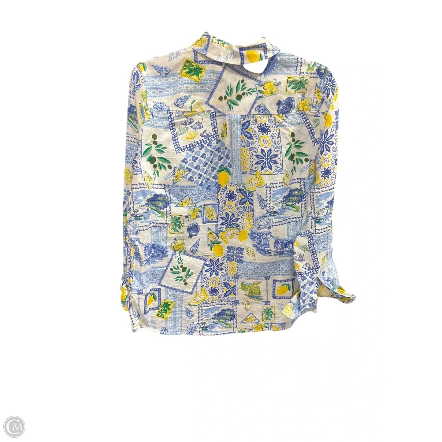 Blouse Long Sleeve By J. Crew In Blue & Yellow, Size: S