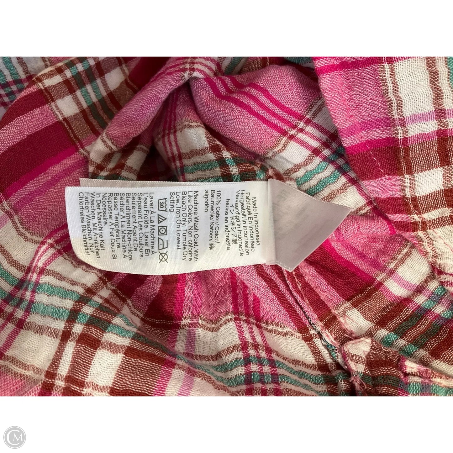 Blouse Long Sleeve By J. Crew In Plaid Pattern, Size: M