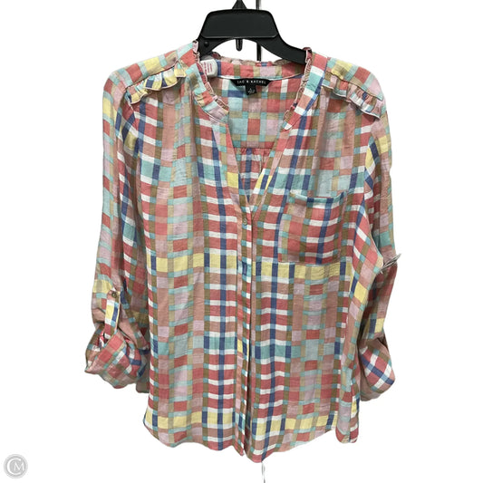 Top Long Sleeve By Zac And Rachel In Plaid Pattern, Size: L