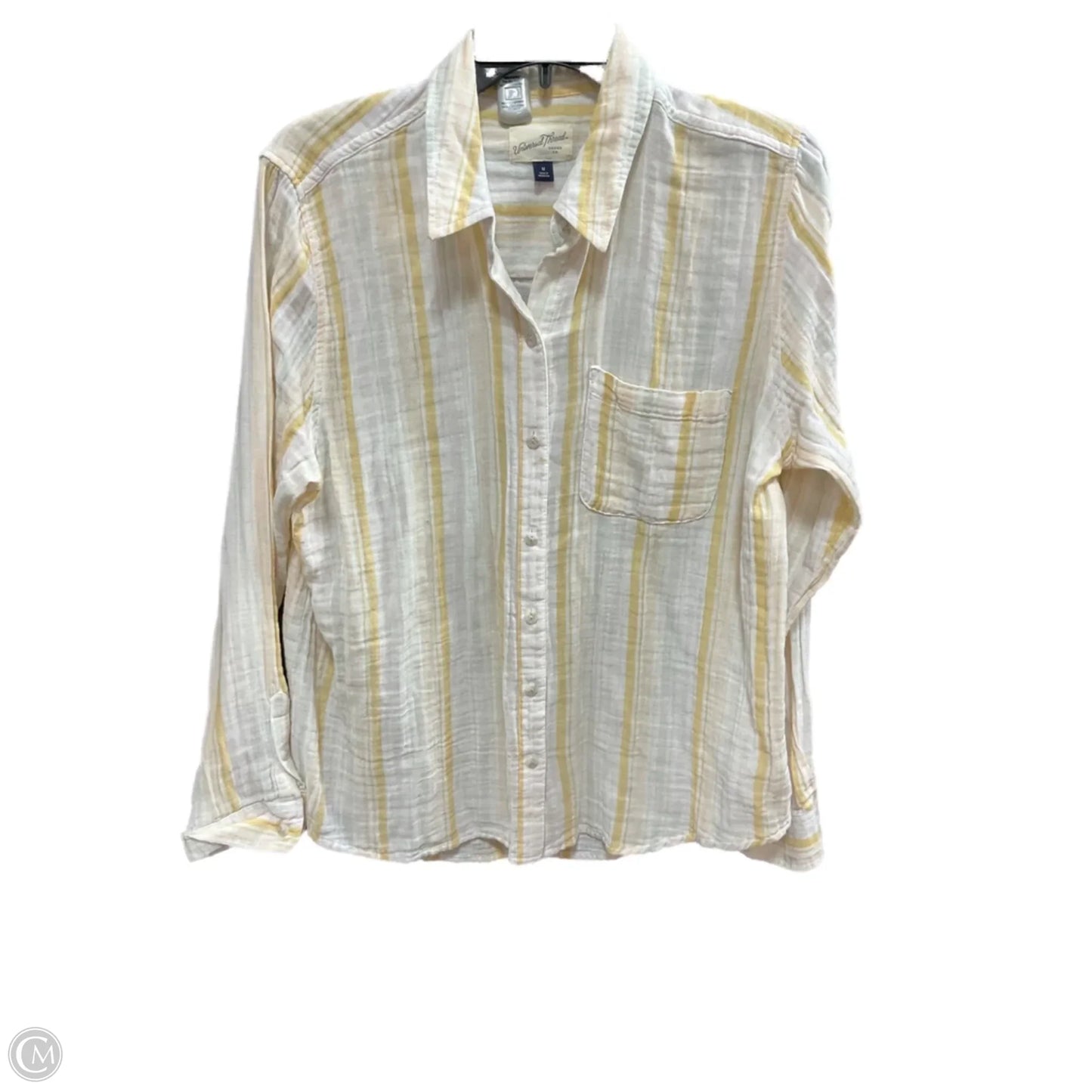 Blouse Long Sleeve By Universal Thread In Striped Pattern, Size: M