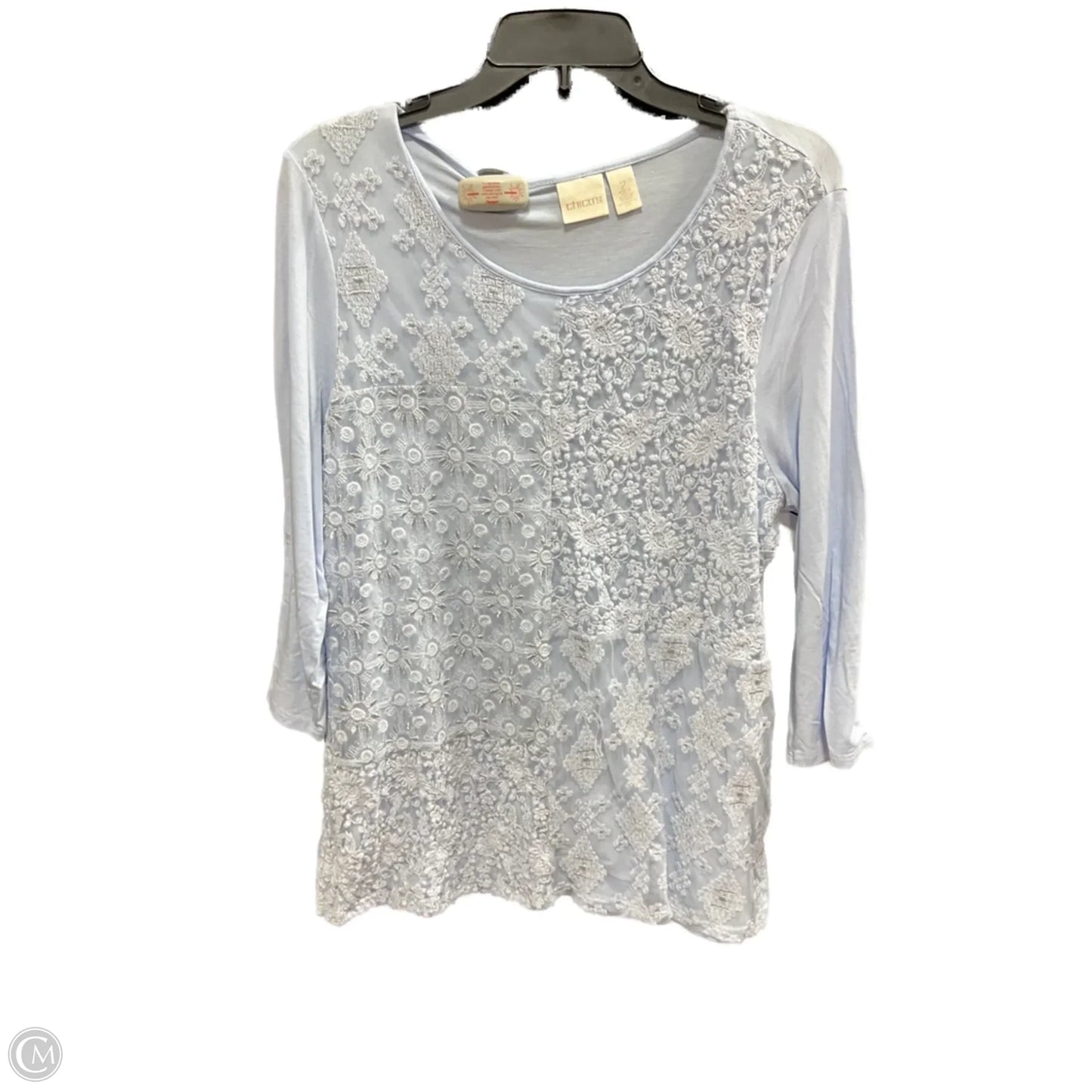 Top 3/4 Sleeve By Chicos In Blue, Size: L