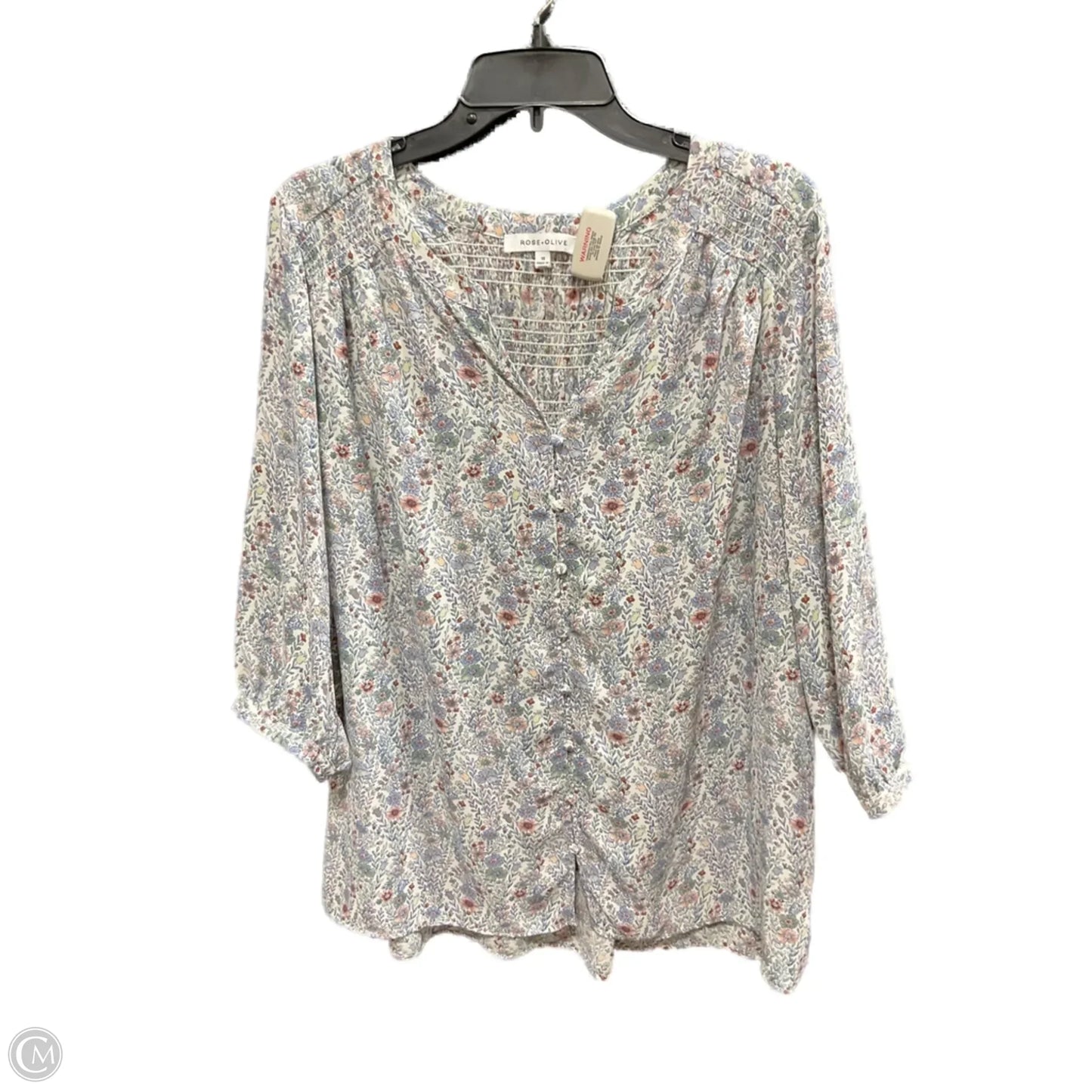 Top Long Sleeve By Rose And Olive In Floral Print, Size: 1x