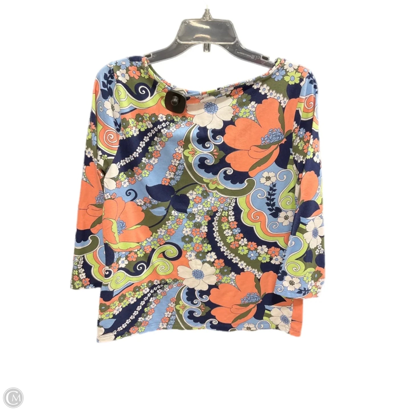 Top 3/4 Sleeve By Talbots In Floral Print, Size: L