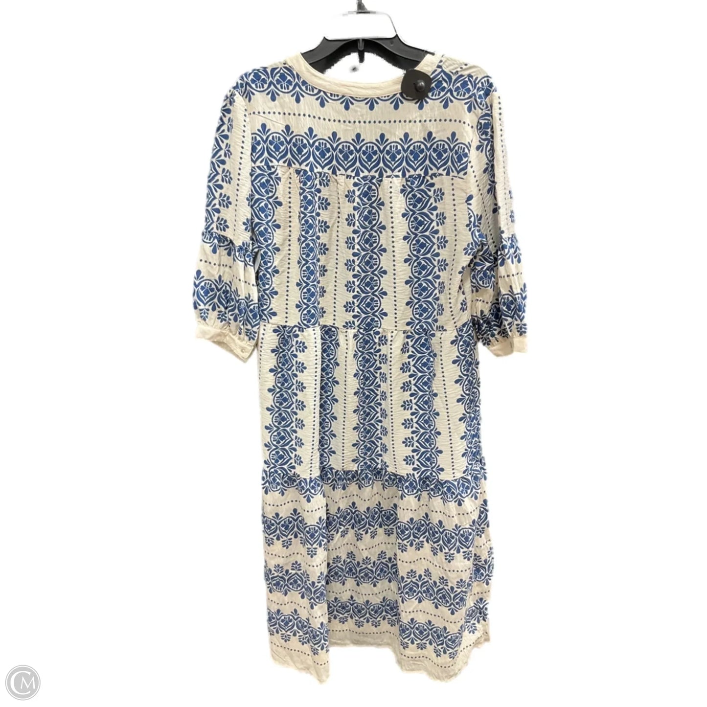 Dress Casual Midi By Figuero & Flower In Blue & Cream, Size: Xl