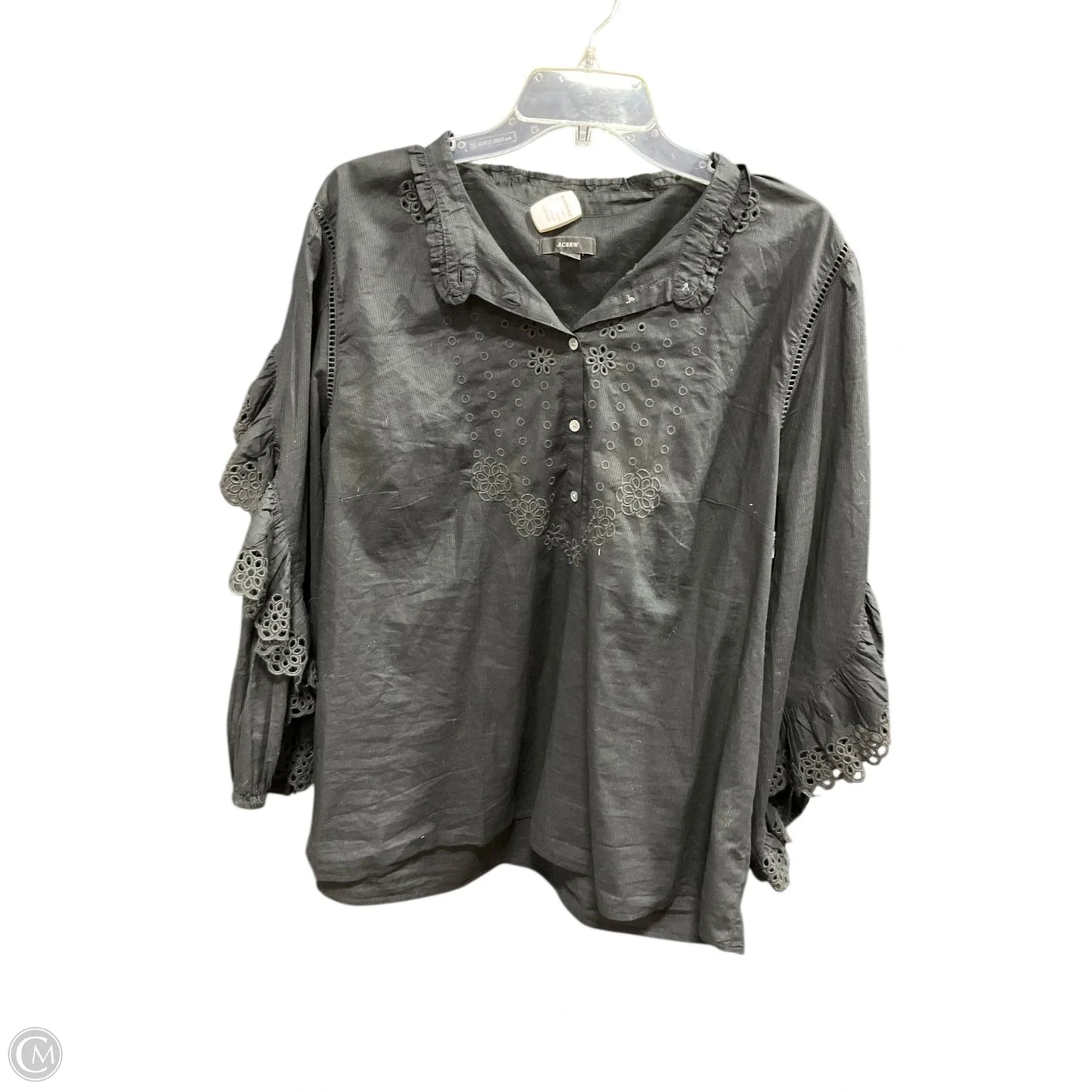 Top 3/4 Sleeve By J. Crew In Black, Size: Xxl