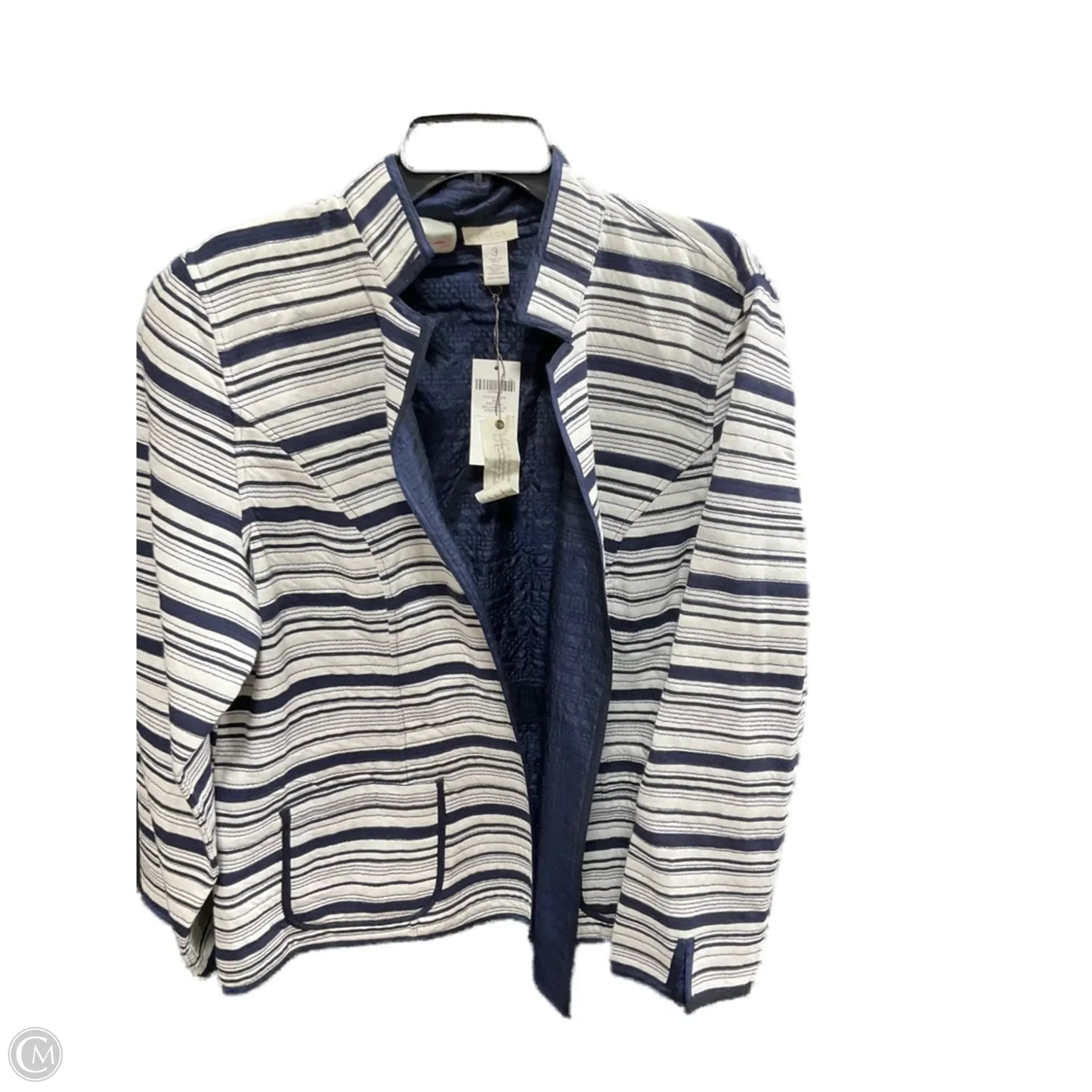 Jacket Other By Chicos In Blue & White, Size: Xl