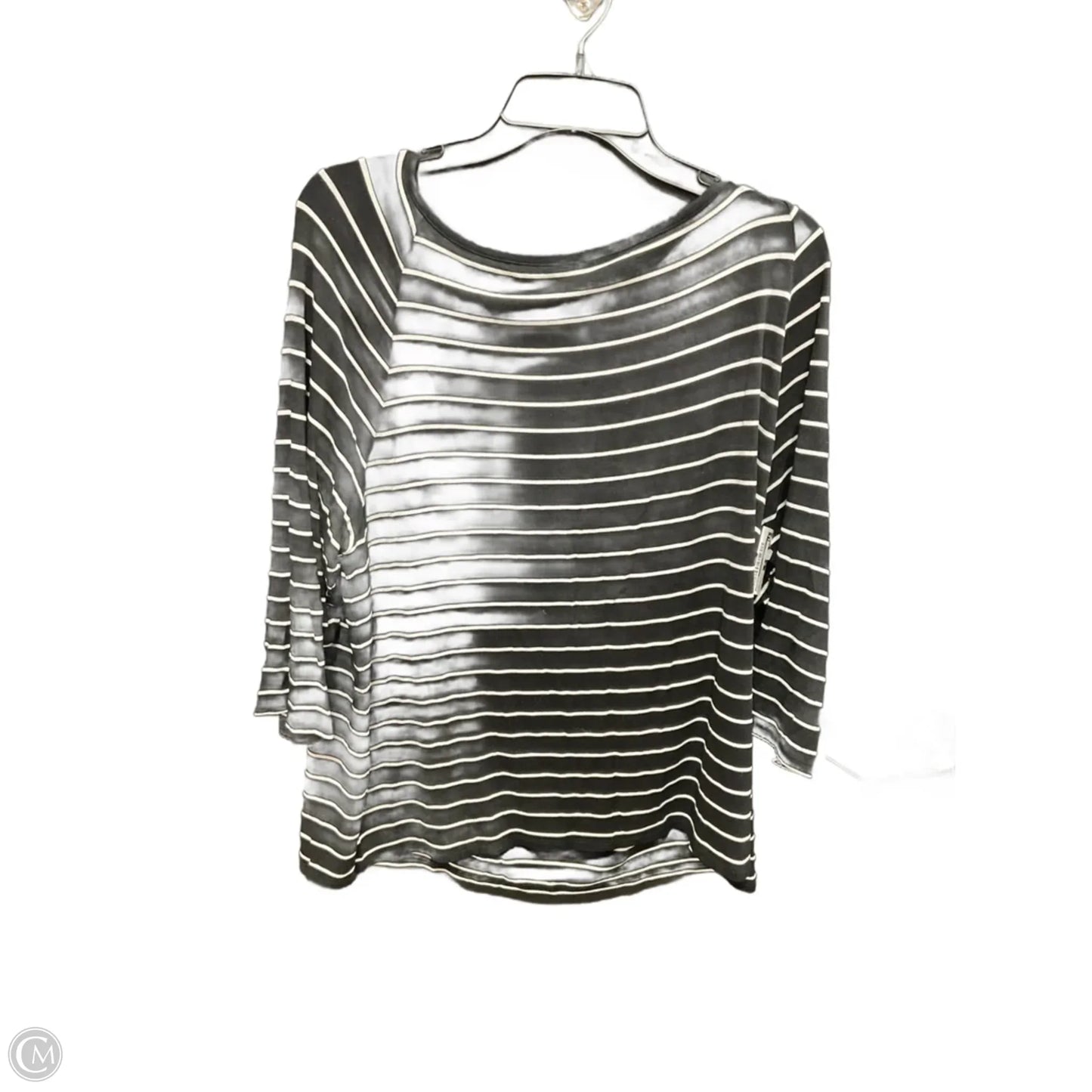 Top 3/4 Sleeve By Chicos In Black & White, Size: Xxl