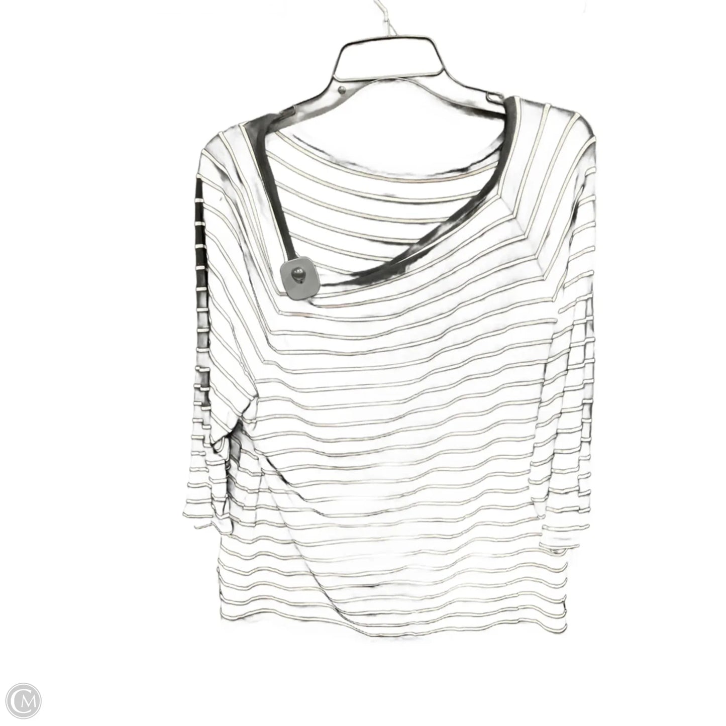 Top 3/4 Sleeve By Chicos In Black & White, Size: Xxl
