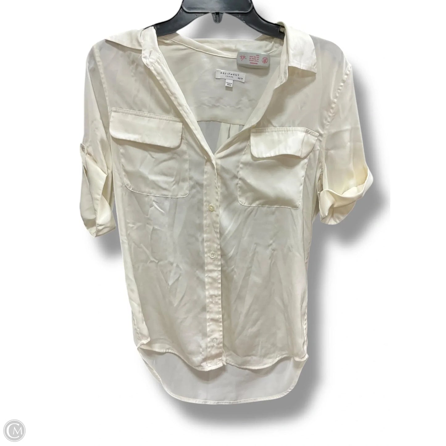 Blouse Short Sleeve By Equipment In Cream, Size: Xs