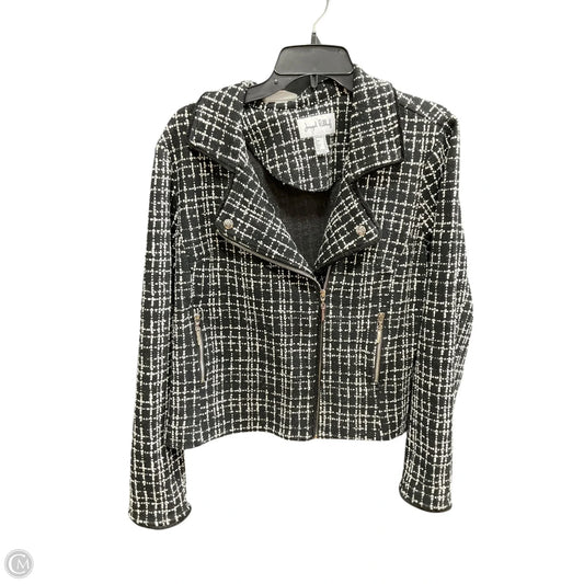 Jacket Moto By Joseph Ribkoff In Black & White, Size: 14