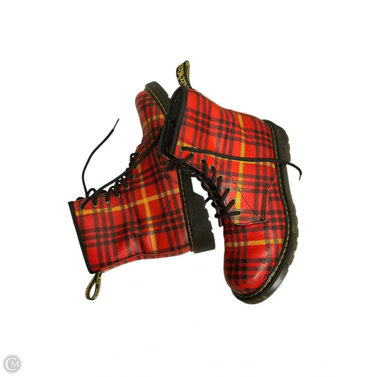 Boots Combat By Dr Martens In Plaid Pattern, Size: 6