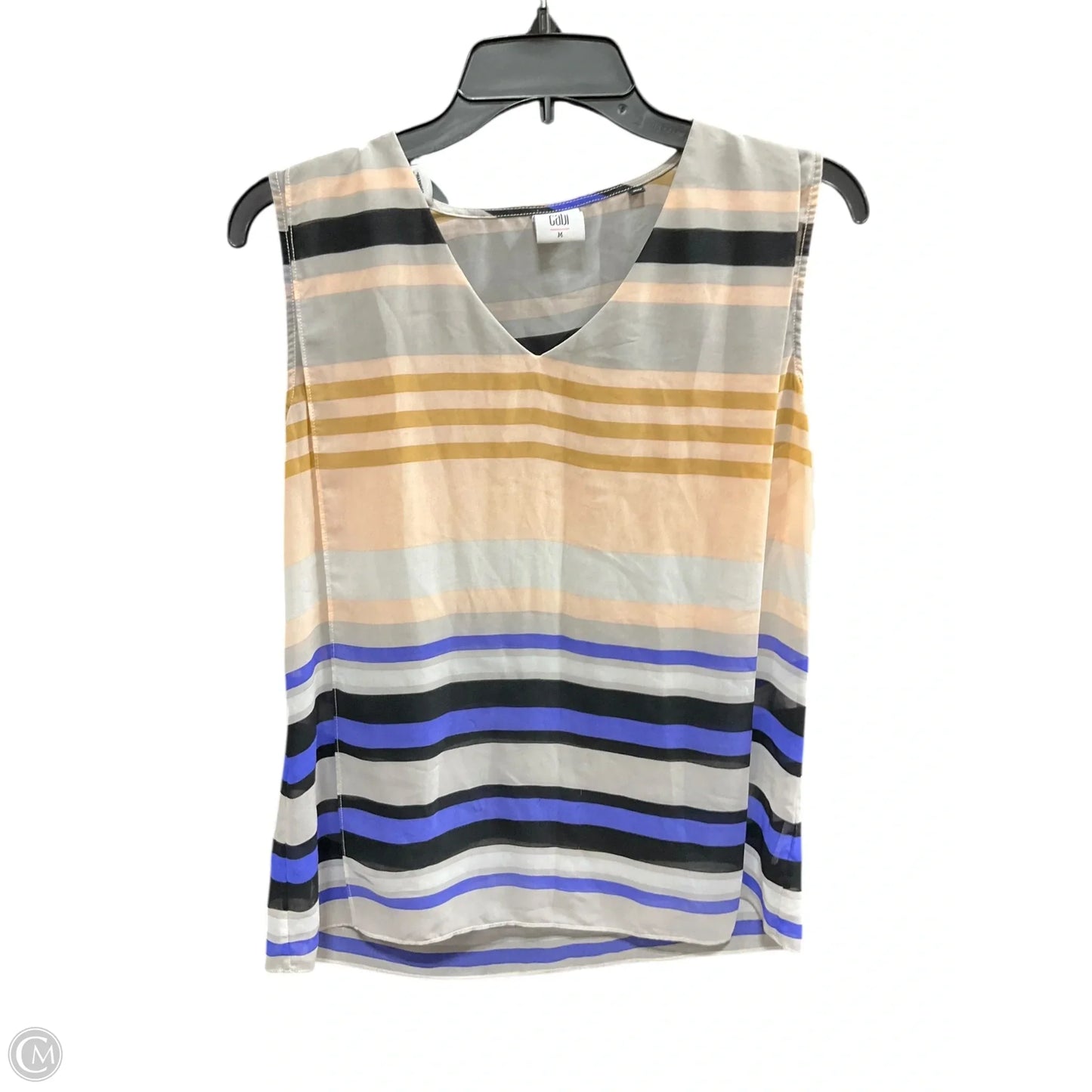 Top Sleeveless By Cabi In Striped Pattern, Size: M