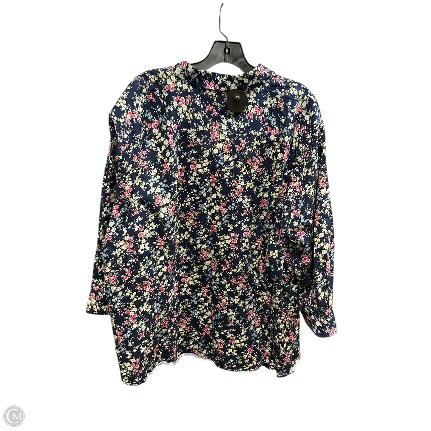 Blouse Short Sleeve By Chaps In Floral Print, Size: 3x