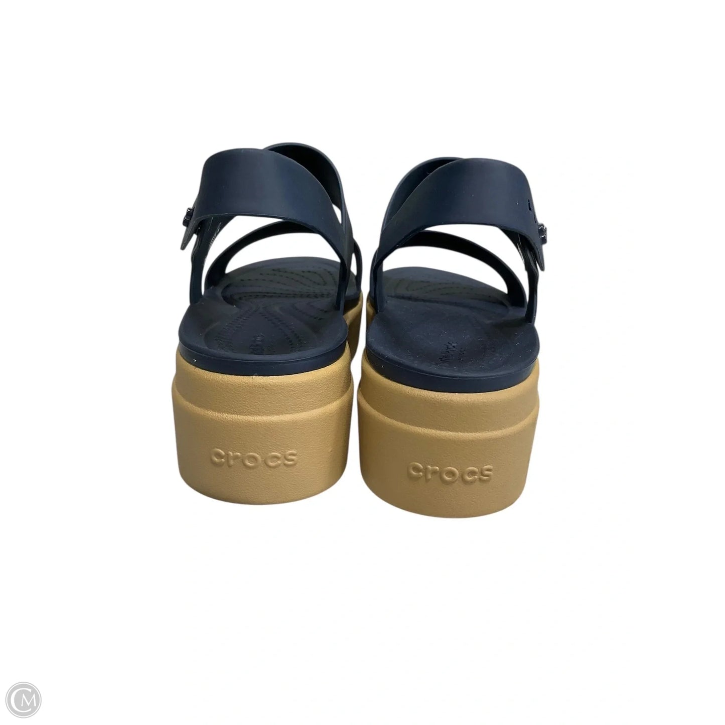 Sandals Heels Platform By Crocs In Navy, Size: 6