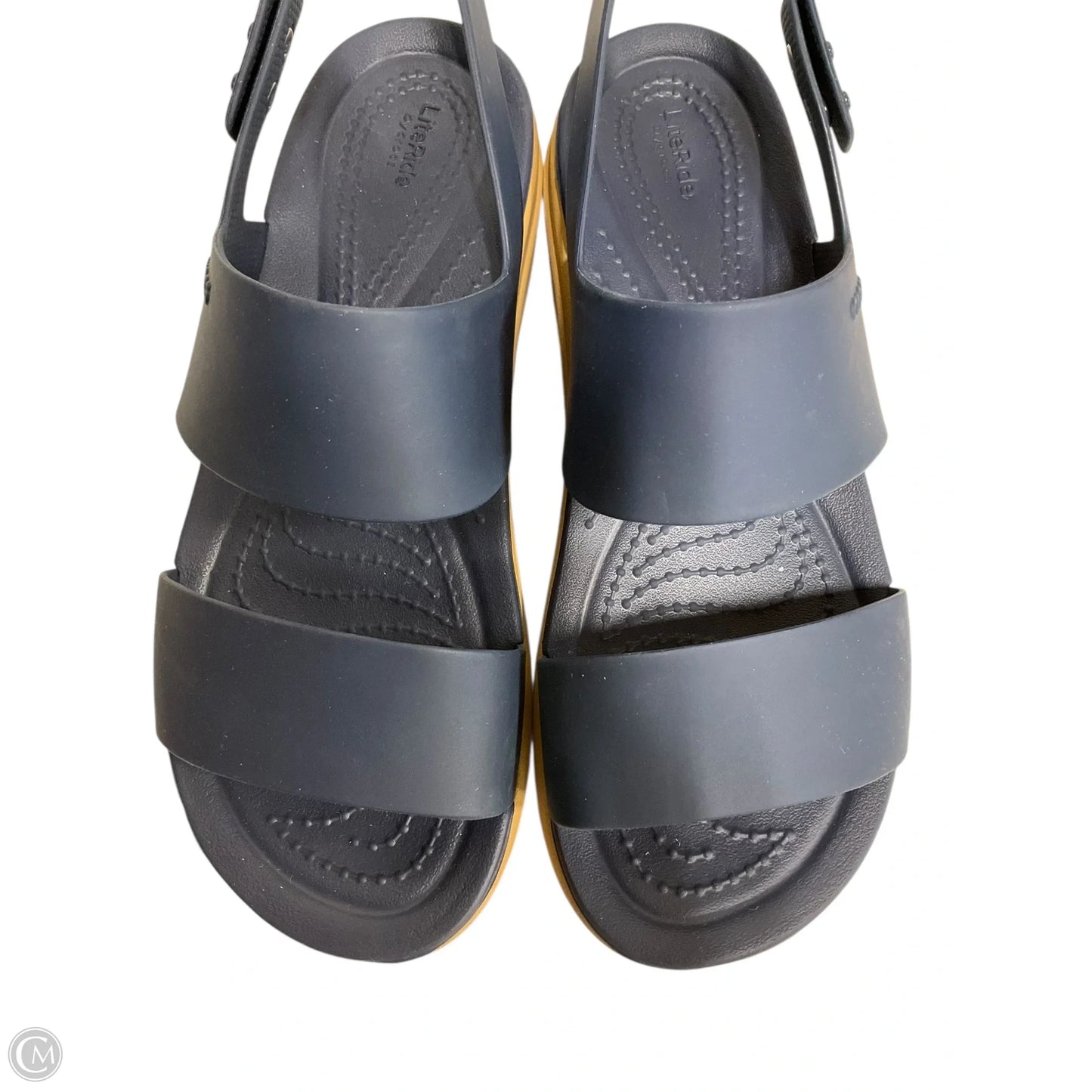 Sandals Heels Platform By Crocs In Navy, Size: 6