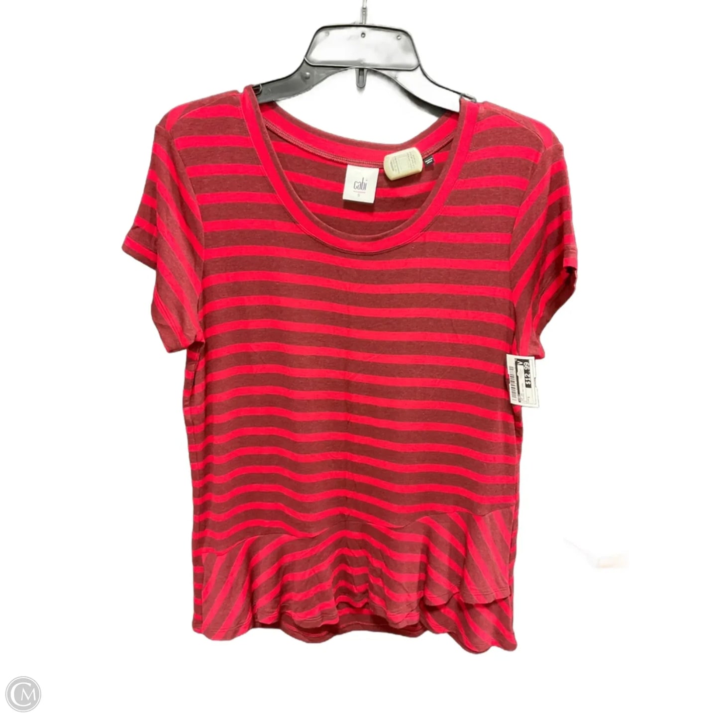 Top Short Sleeve By Cabi In Striped Pattern, Size: S
