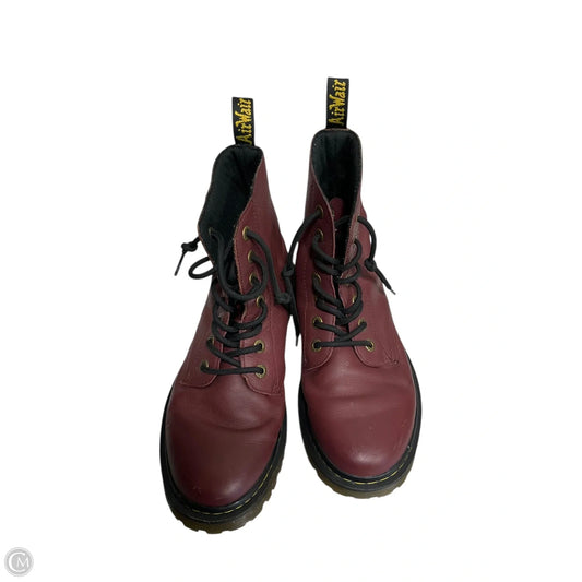 Boots Combat By Dr Martens In Maroon, Size: 10
