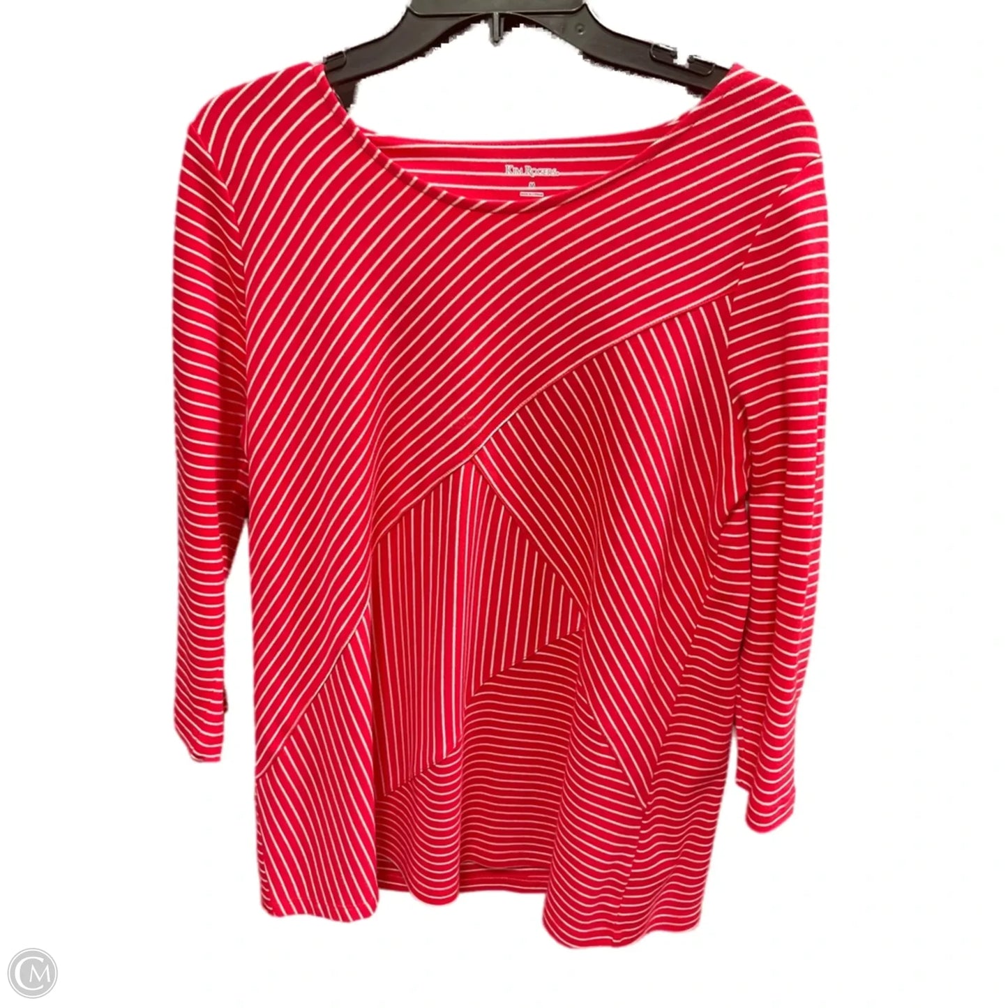 Top Long Sleeve By Kim Rogers In Striped Pattern, Size: M