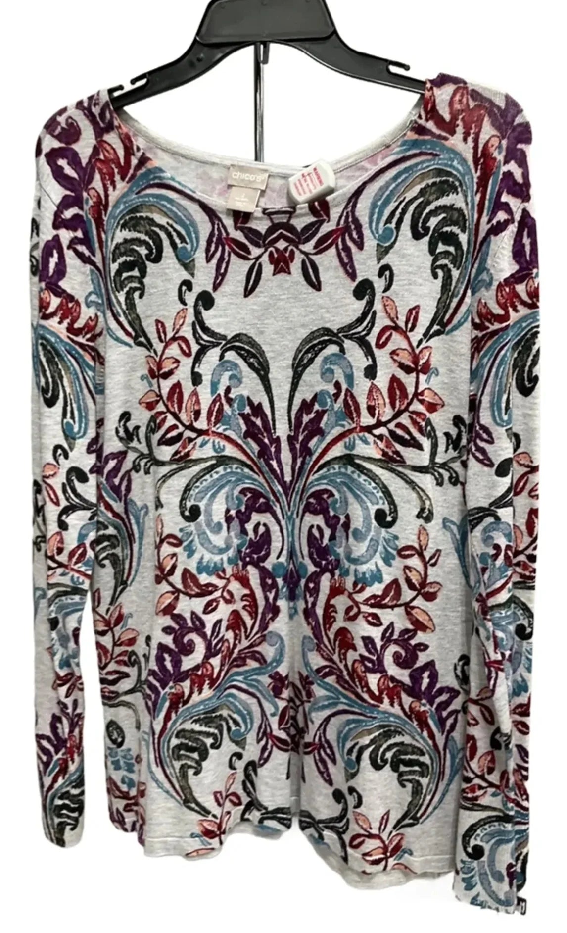 Top Long Sleeve By Chicos In Floral Print, Size: L