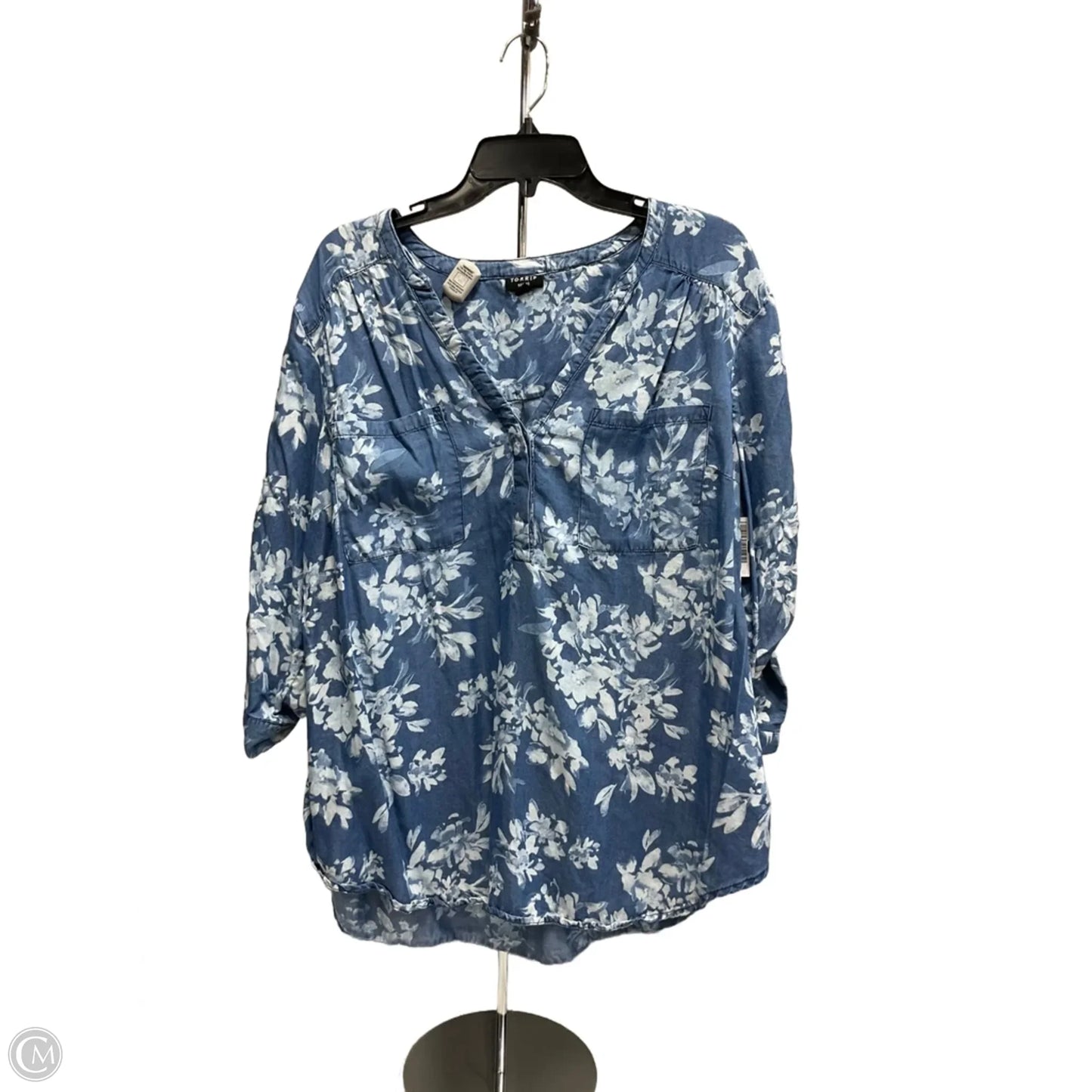 Top 3/4 Sleeve By Torrid In Blue, Size: 1x